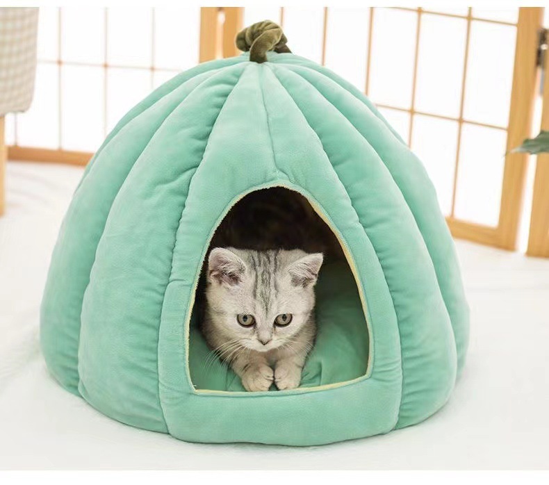 Pumpkin Cat Nest Half Surrounded Dog House Pet Tent Autumn and Winter Warm Sleep Pet Bed Best-Seller on Douyin Cat Mattress
