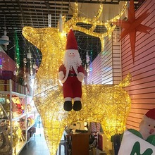 圣诞鹿拉车雪橇车造型发光鹿大型酒店布置美陈商场道具带LED