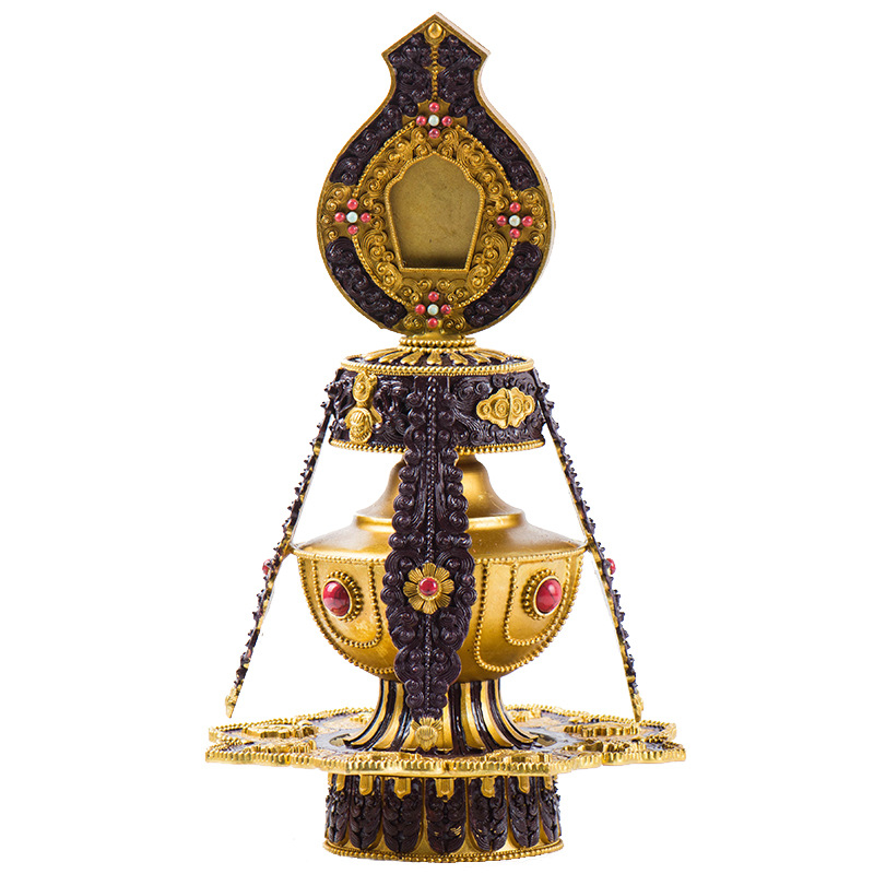 佛缘汇地藏龙王宝瓶佛前铜鎏金藏式佛前佛具常寿宝瓶米盒居家供奉