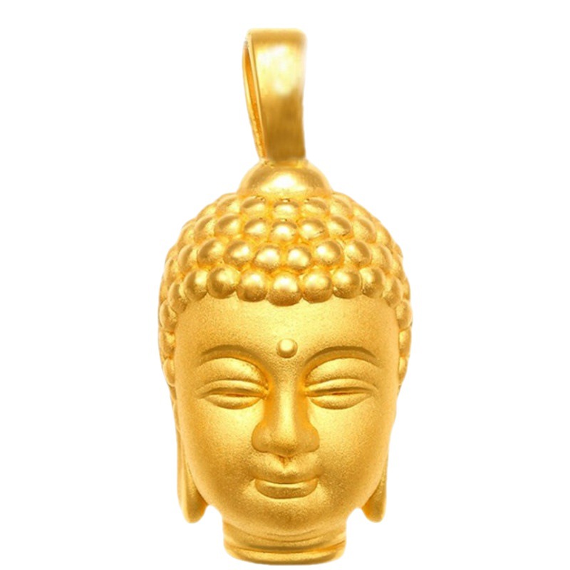 3d硬金黄金佛头吊坠 足金999如来项链 24k金佛头项链直播供应