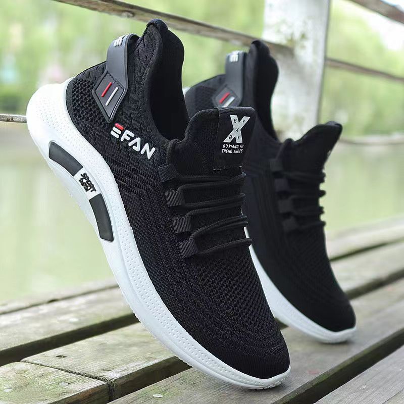 22 Years Popular Men's Sneakers One Piece Dropshipping Flying Woven Men's Breathable Shoes Summer New White Shoes Wholesale Shoes for Men