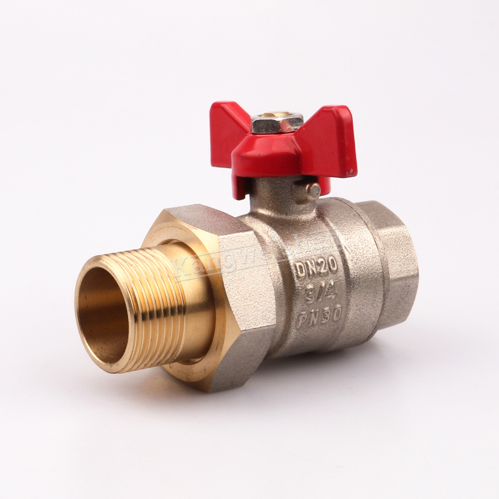 原厂批发分体式天然气螺纹红色蝶柄球阀地热管采暖分水器活接球阀