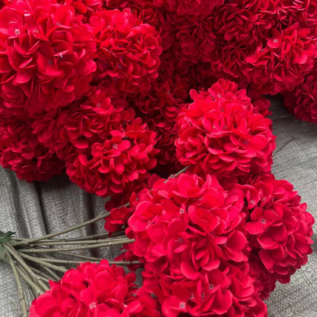 正版绣球红色大红正红色圆绣球婚庆设计花艺布置婚礼插花团装花艺