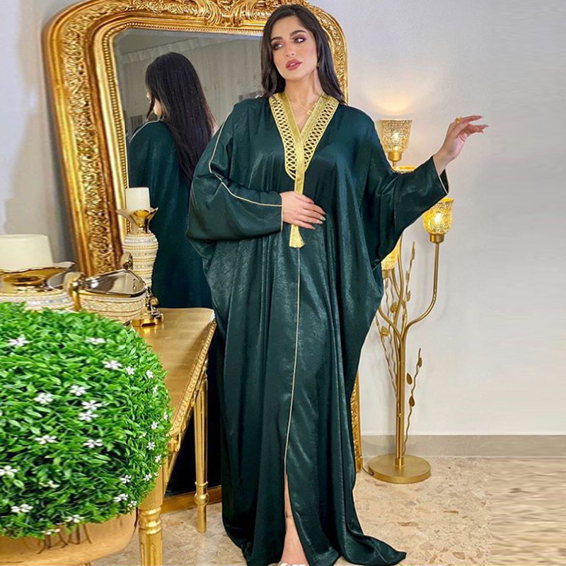 Ab015 Arab Dubai Muslim Turkey Batwing Sleeve Robe Cardigan Abaya Long Muslim Women's Wear