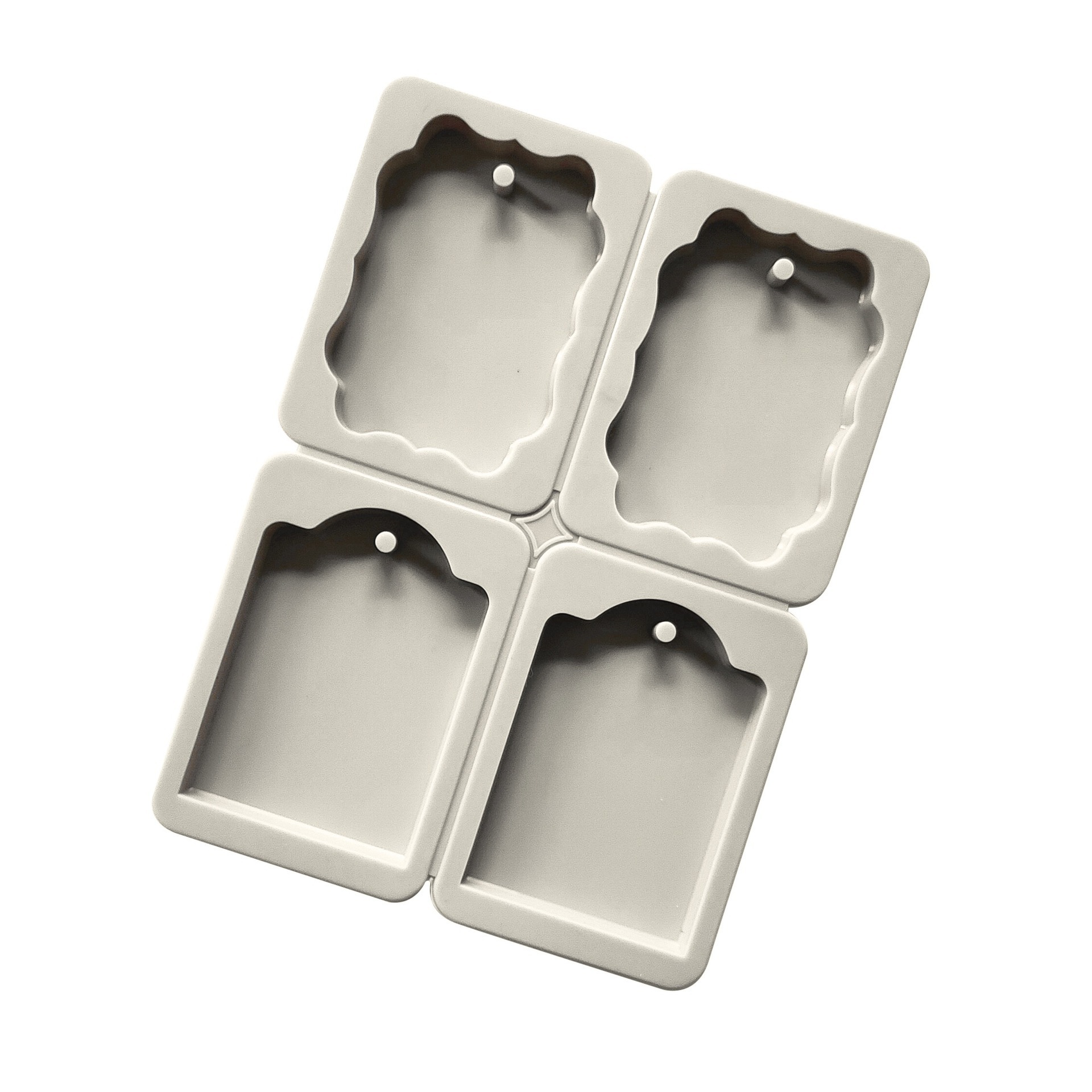 跨境新款4连椭圆方牌老k香薰模具石膏手工皂模具diy硅胶蜡片模具