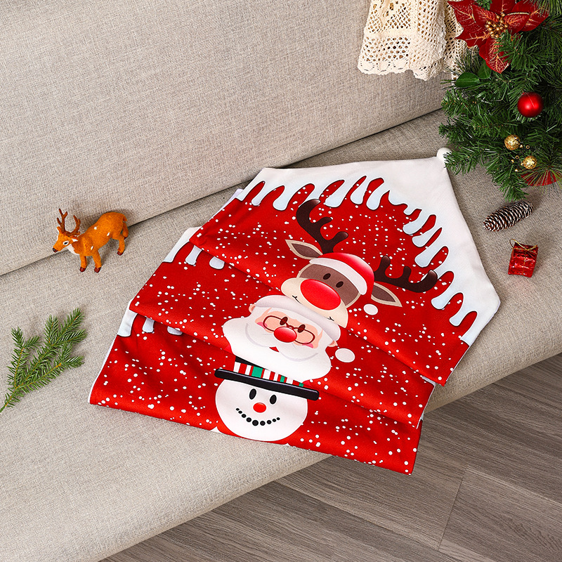 Christmas Decorations New Printed Chair Cover Cartoon Old Man Snowman Chair Cover Hotel Home Table Decoration