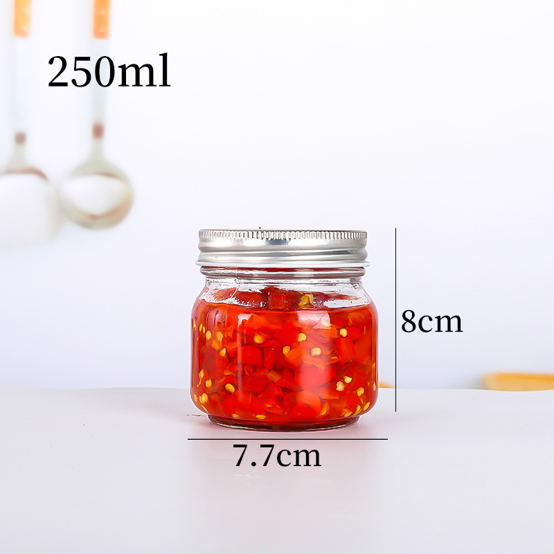 Glossy Square round Mason Jar Transparent Glass Jar Jam Honey Subpackage Cans Sealed Jar Yellow Peach Cans