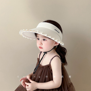 儿童冰丝空顶大檐防晒帽夏季薄款女童帽子遮阳帽宝宝太阳帽渔夫帽