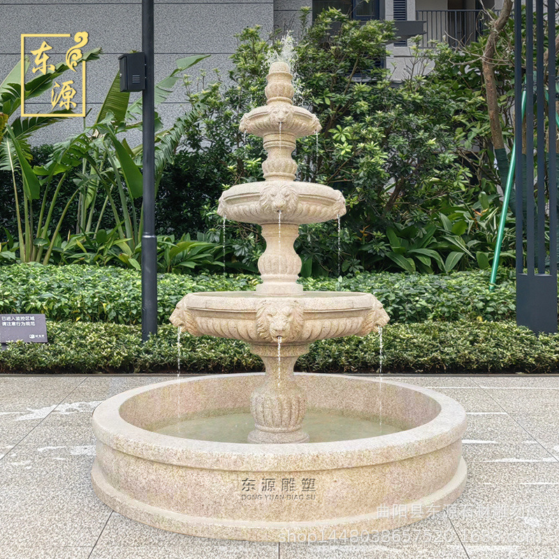 石雕喷泉流水生财风水球摆件户外大型假山喷水池庭院鱼池水景雕塑