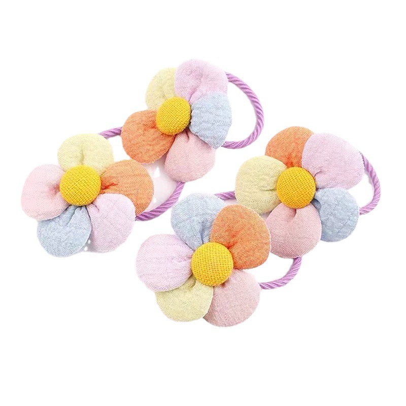 Little Girl Princess Color Flower Hair Rope Korean New Children Baby Sweet Does Not Hurt Hair Rubber Bands Hair Ring Hair Accessories