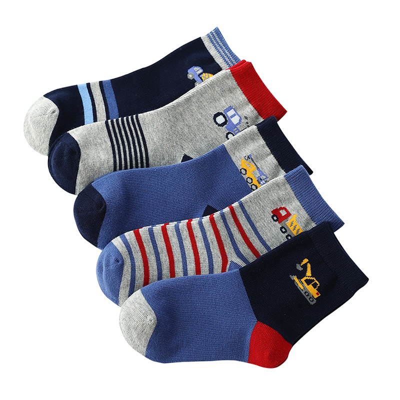 春秋精梳棉12男童卡通冬季男孩无骨大童学生中筒潮范新款儿童袜子