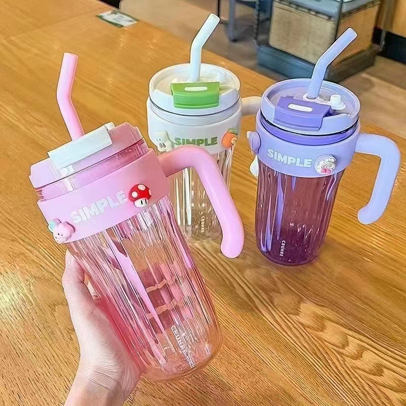Latest Women's 30 Cup Cup with Straw Large Capacity Kettle Good-looking Cup Double Drink Coffee Cup