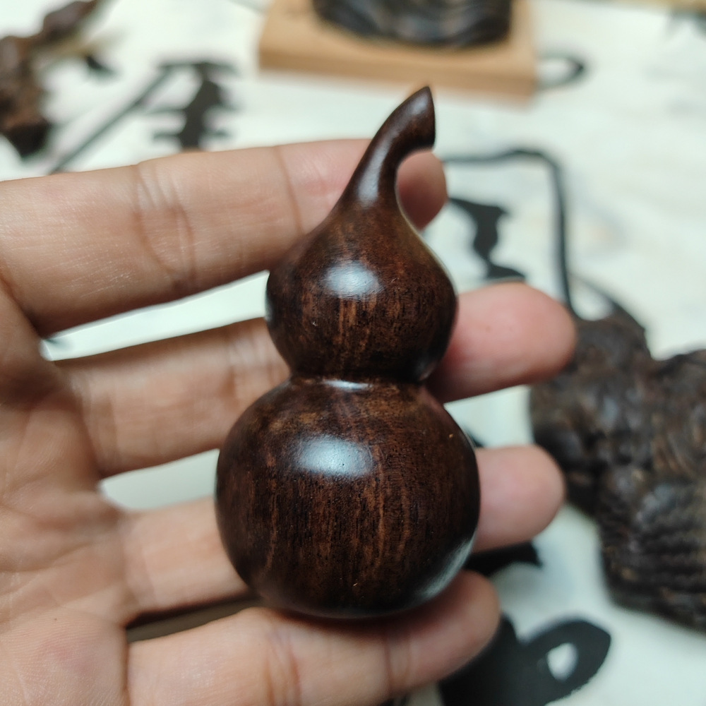 印尼达拉干沉香木雕葫芦实木雕刻手把件工艺品多子多福福禄文玩