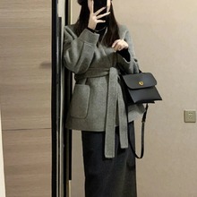 韩剧穿搭小香风灰色毛呢套装小个子欧货漂亮时尚半身裙两件套冬季