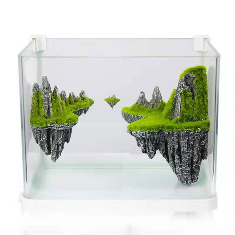 天空之城迷你小型水族箱超白玻璃小鱼缸微型景观造景批发-阿里巴巴