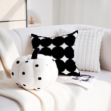 奶油色抱枕套黑白色ins风打结沙发客厅靠垫靠背床上高级现代简淡