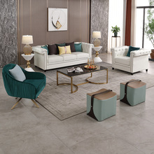 港式后现代简约皮质沙发意式轻奢小户型客厅沙发样板房售楼处家具