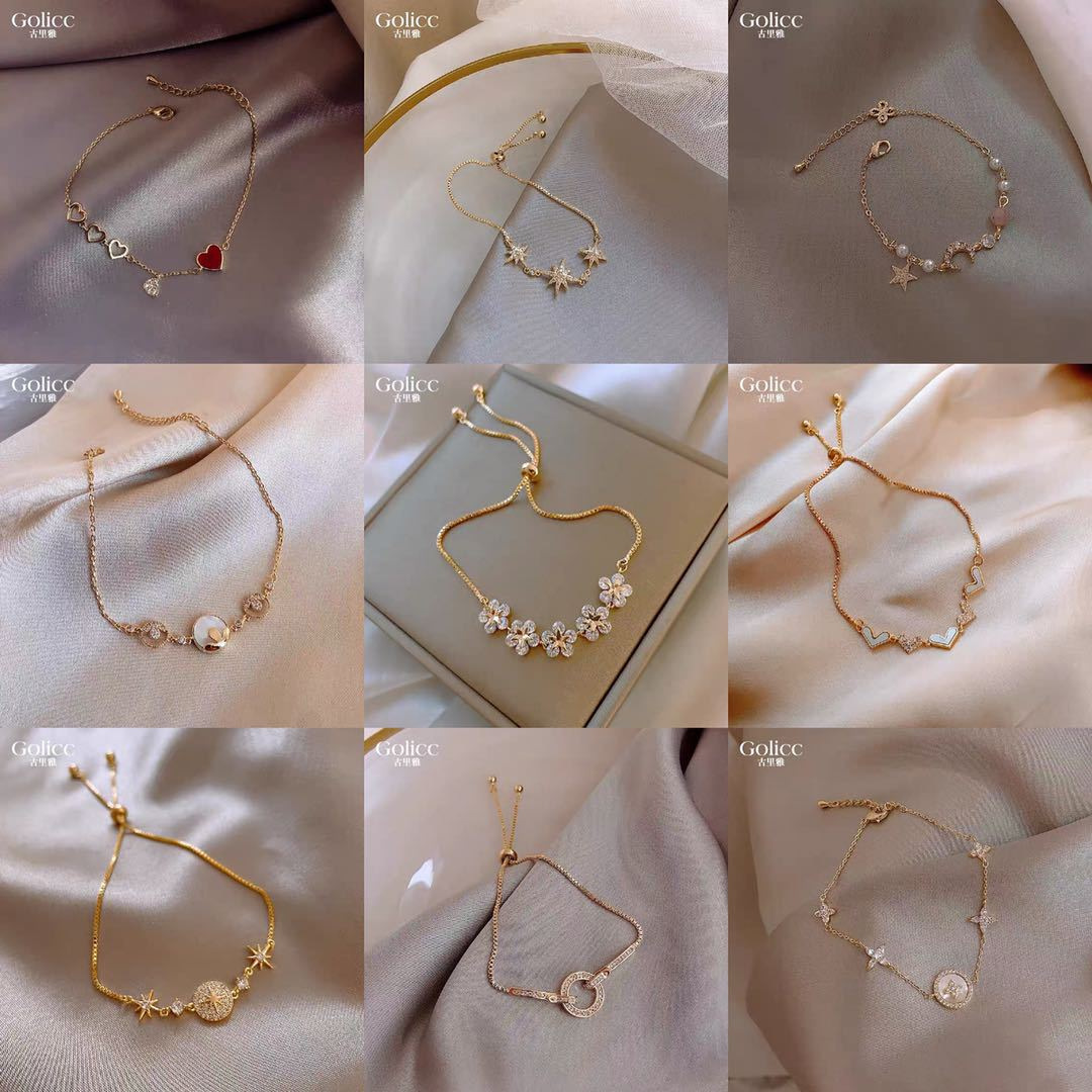 Korean version of ins style fashion bracelet network red design simple zircon bracelet niche trend cold wind bracelet Specification drawing
