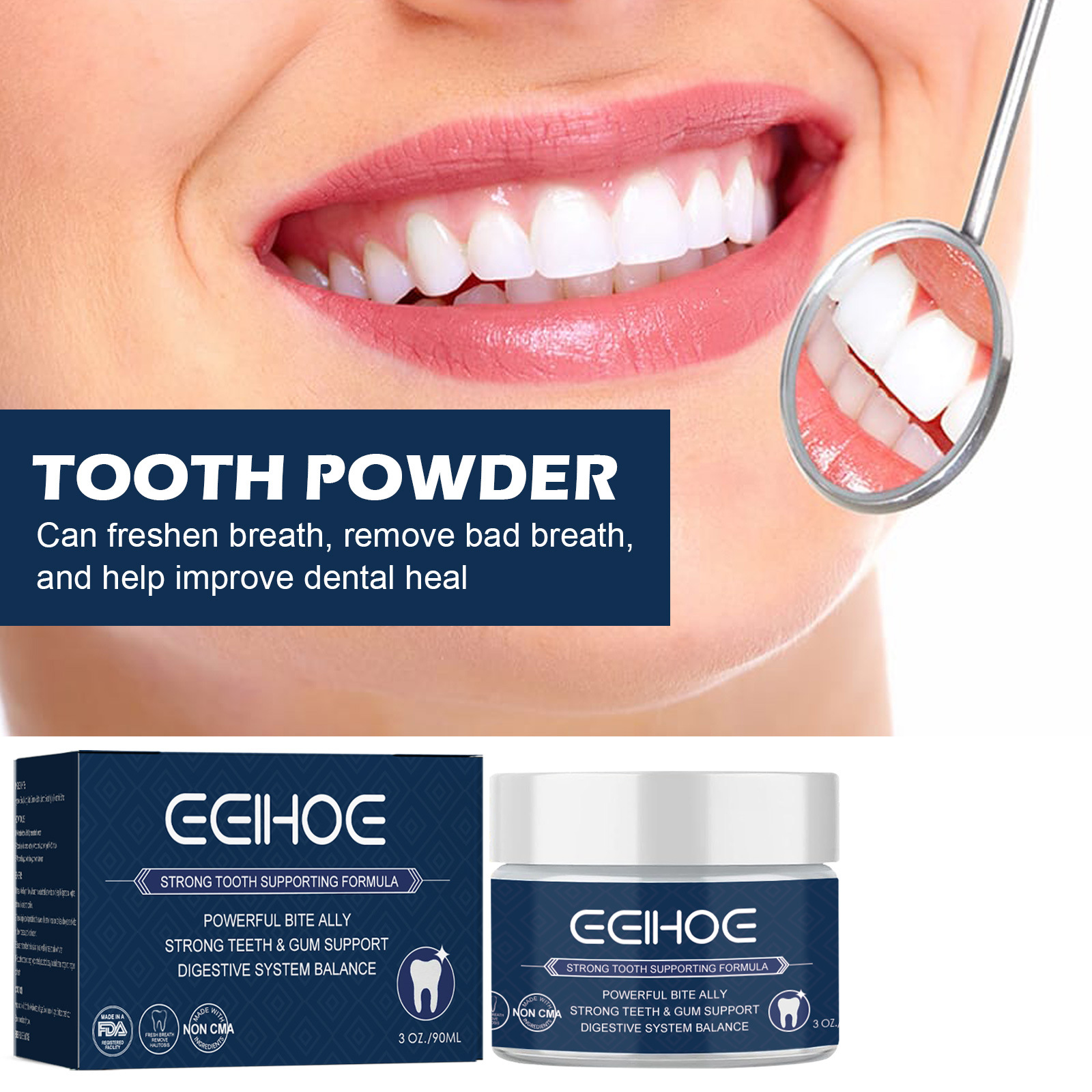 Eelhoe Teeth Whitening Powder Stain Removing Whitening Teeth Fresh Breath Cleaning Oral Care Toothpowder