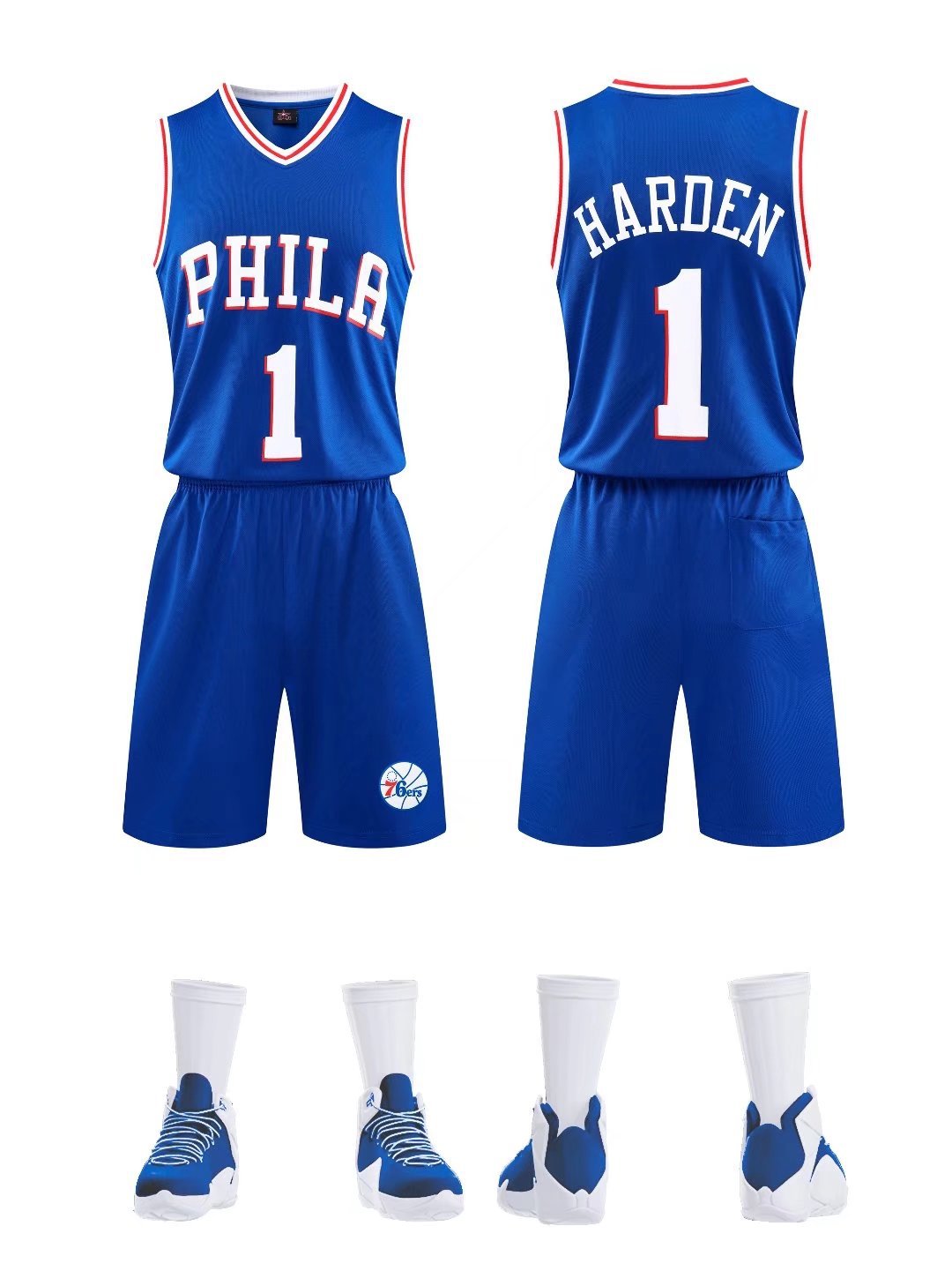 76人队25号西蒙斯1号哈登篮球服套装男比赛训练队服球衣l-5xl