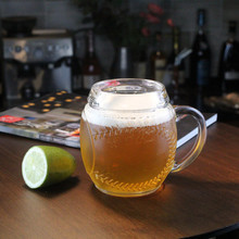 博格诺意大利进口玻璃啤酒杯扎杯橄榄球把杯精酿啤杯大容量果汁杯