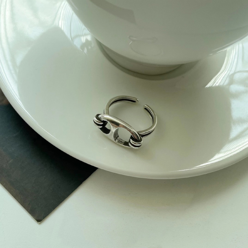 Zhiyun Pig Nose 925 Silver Ring Female Ins Style Personality Hand Jewelry Trendy Open Ring Non-Fading Niche Wholesale