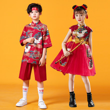 儿童国潮汉服唐装男童中国风街舞套装女童合唱服六一啦啦队演出服