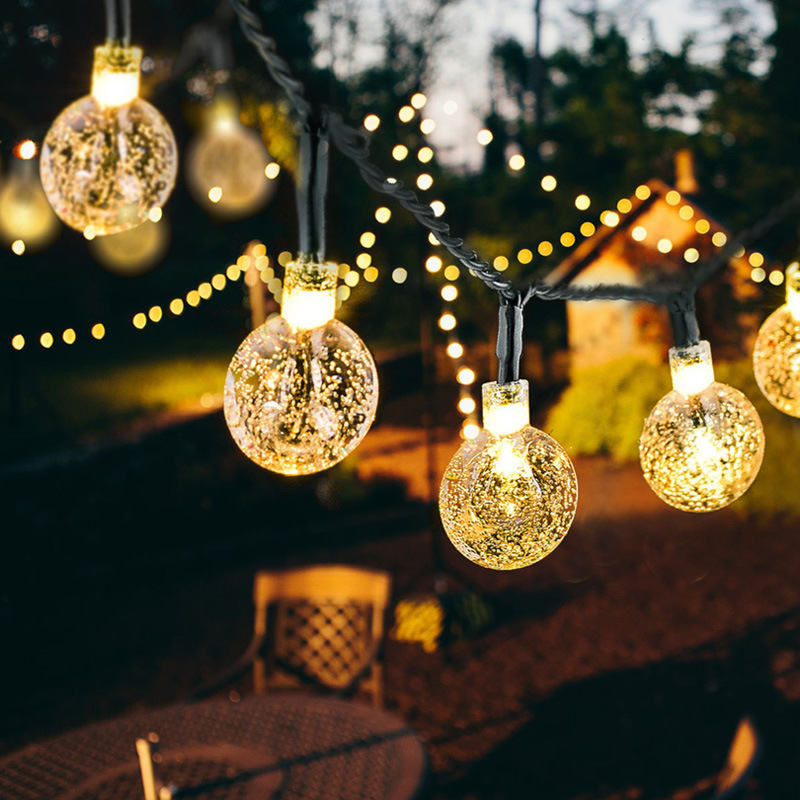 Outdoor Solar LED Camping Tent Atmosphere Lighting Chain Camp Indoor Decoration Crystal Bubble Ball Colored Lantern Flashing