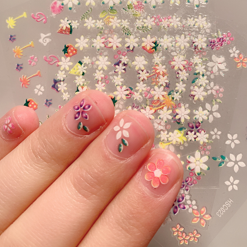 韩国小花朵儿童指甲贴公主美甲贴片女孩防水宝宝卡通指甲贴纸