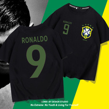 巴萨罗纳尔多9号足球短袖T恤夏青年足球运动大罗纯棉宽松半袖上衣