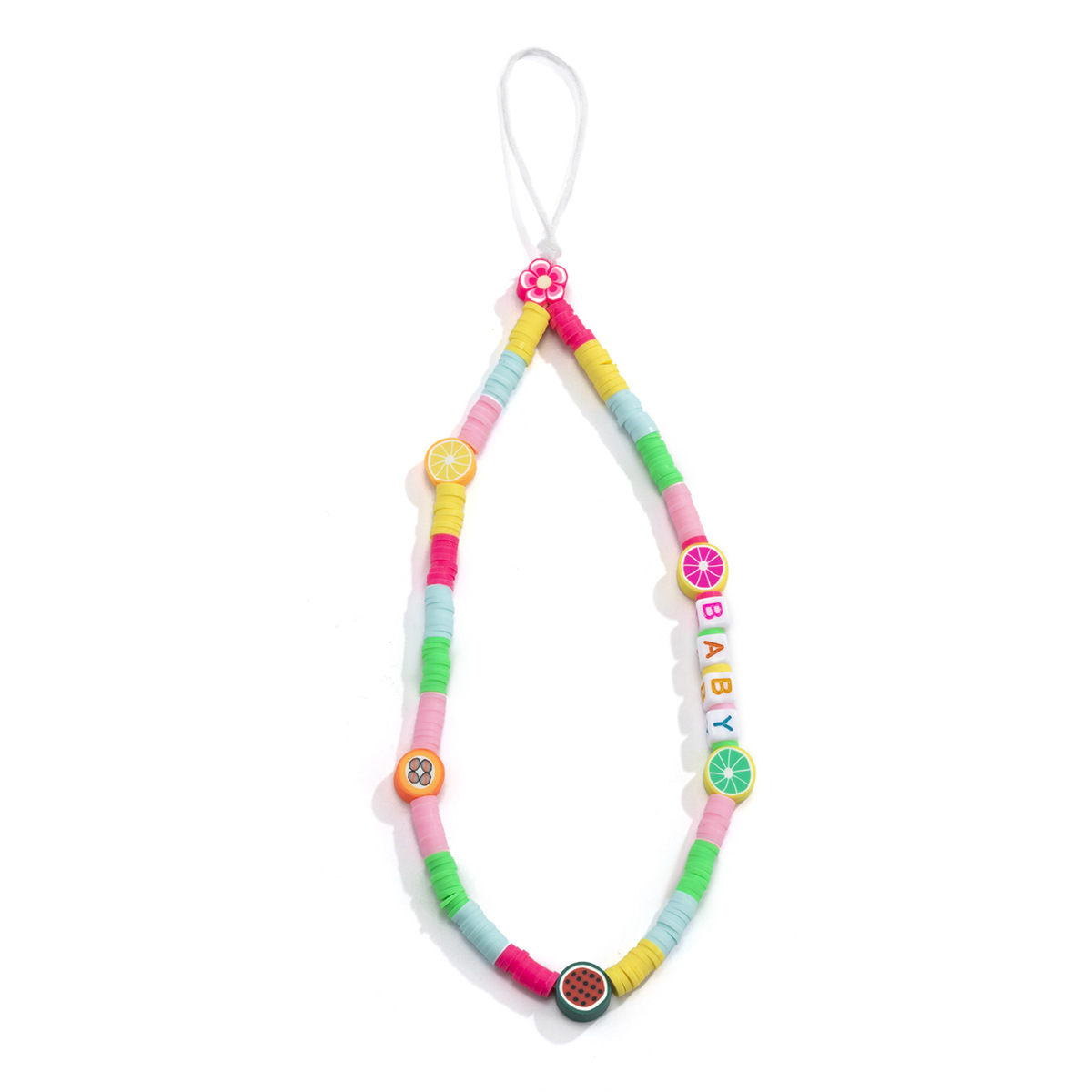 beaded cellphone chains欧美田园小清新软陶片水果撞色手机链 女