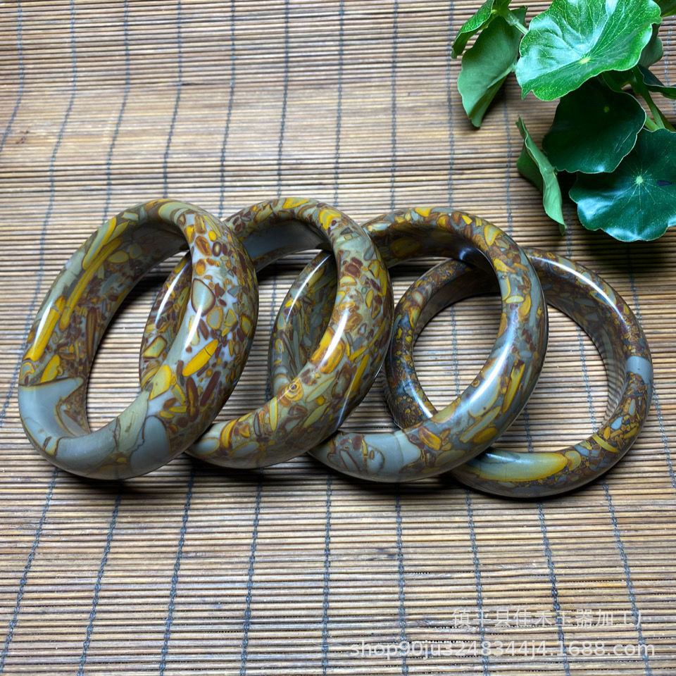 厂家批发竹叶青女娲石手镯五彩玉女娲石手镯女款手镯会销礼品