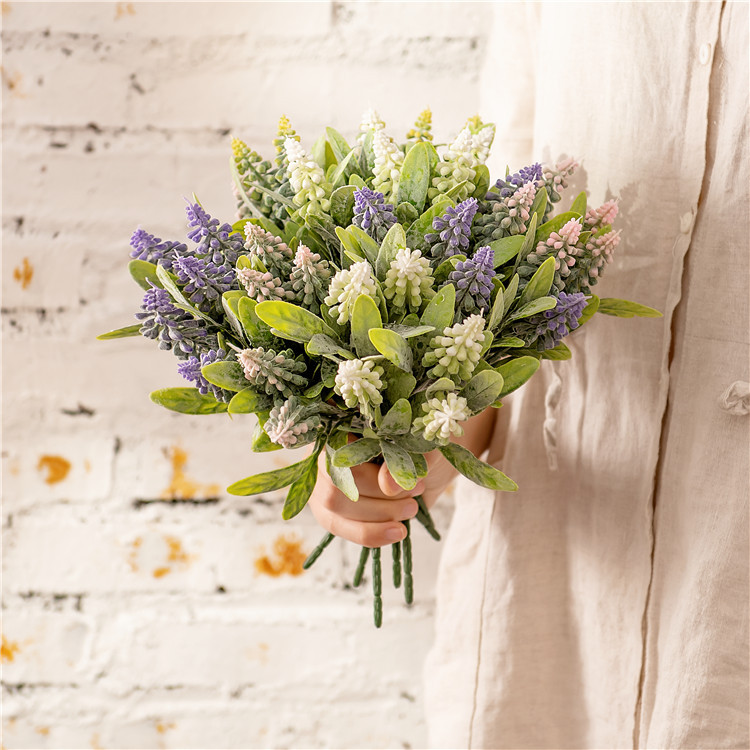风信薰衣草手花塑胶捧衣草束花菠萝假把风信子5头花冰花鲁冰花鼠