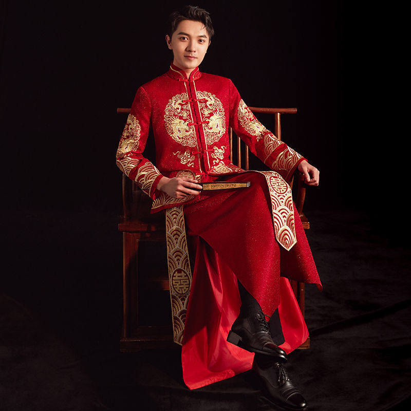 秀禾服男装2021新款男士中式婚纱礼服新郎秀和服结婚中式新郎装