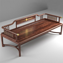 新中式实木乌金木罗汉床两用沙发床榻茶桌椅组合老榆木推拉床家具