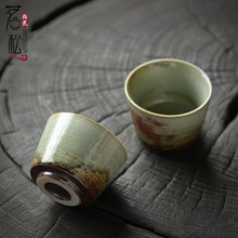 柴烧主人杯冰裂窑变品茗杯个人单杯复古中式茶具个性马蹄杯泡茶杯