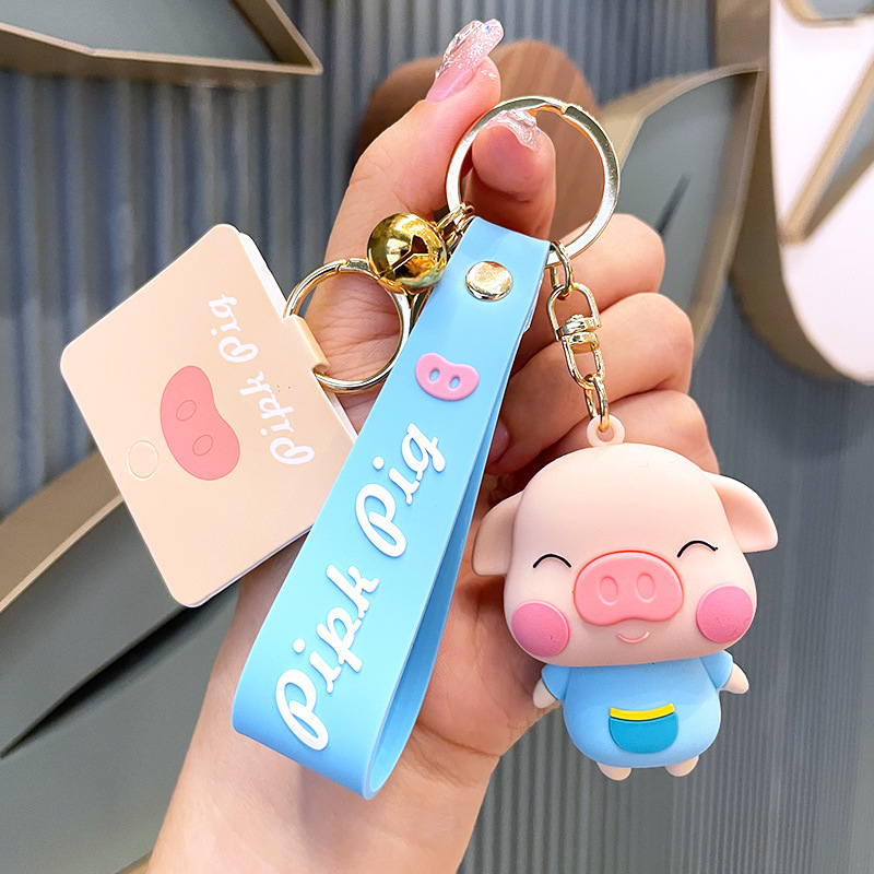 Genuine Decompression Pique Pig Keychain Female Exquisite Cute Creative Car Key Pendant Schoolbag Pendant Key Chain