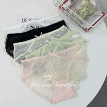 B5283日系少女甜美舒适纯欲透气网纱浪漫轻薄速干蝴蝶结简约内裤