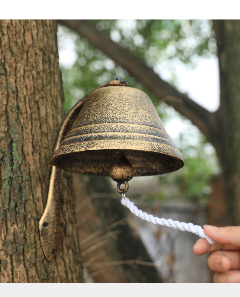 超大号复古铸铁门铃铃铛法式铁艺壁饰咖啡馆敲钟上课打铃装饰挂件