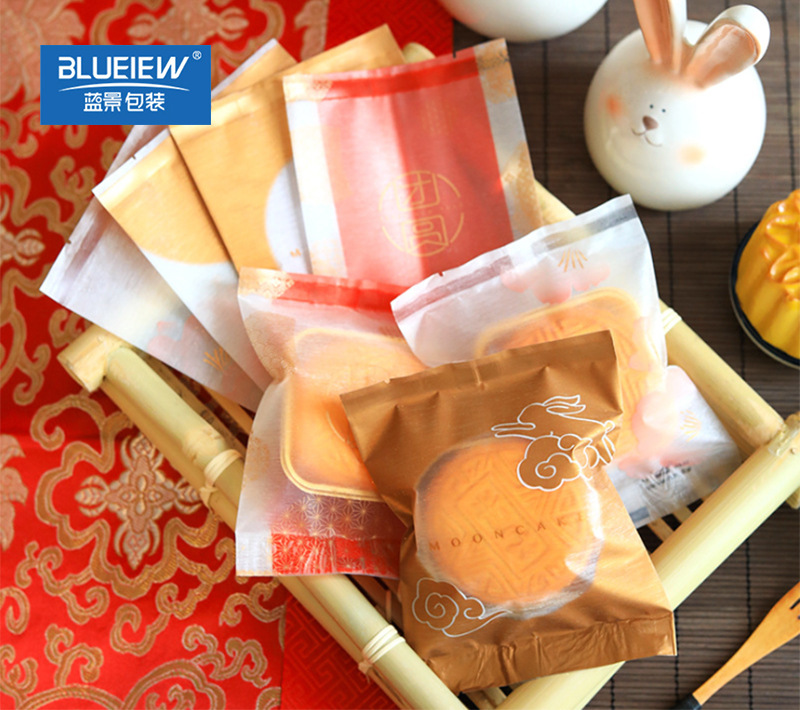 拉丝膜月饼包装袋高阻隔低温塑封新款公版月饼包装膜袋可印logo