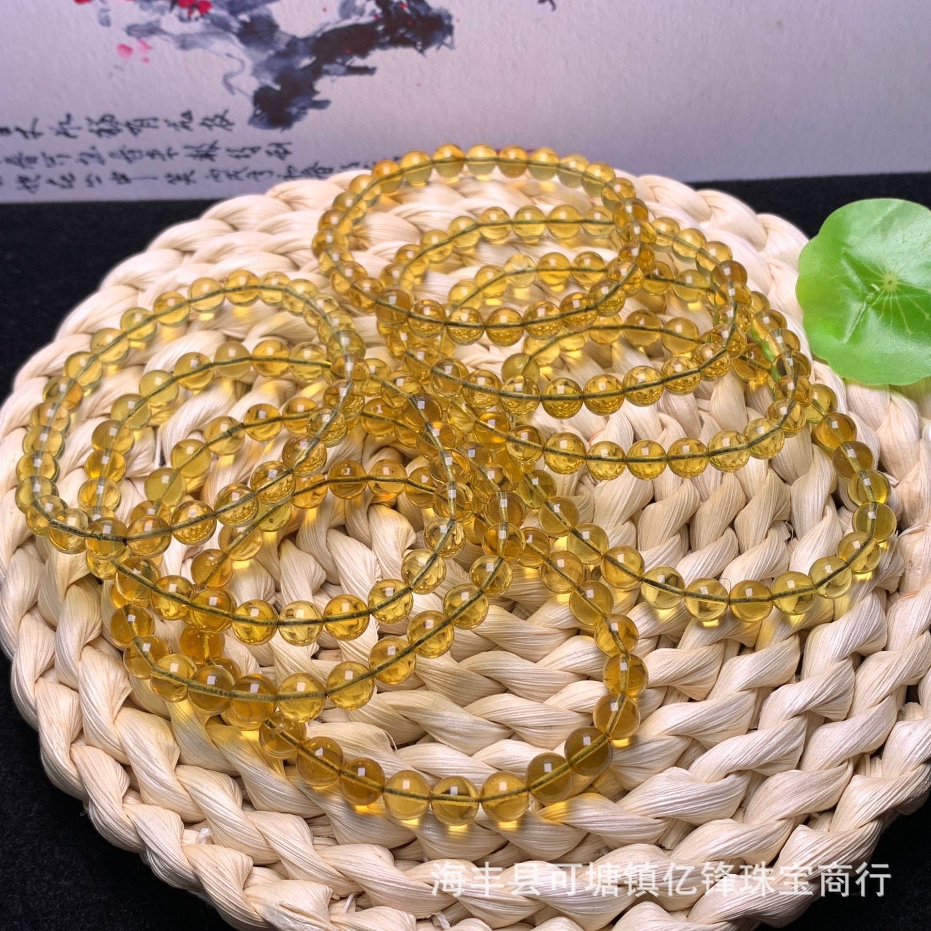 天然蓝珀手链金珀时尚男女高蓝圆珠手串直播批发直销文玩配饰散珠