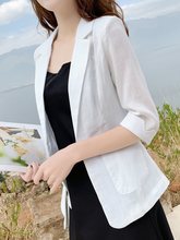 亚麻西装女外套薄款2024夏季大码棉麻小个子白色西服炸街韩版休闲