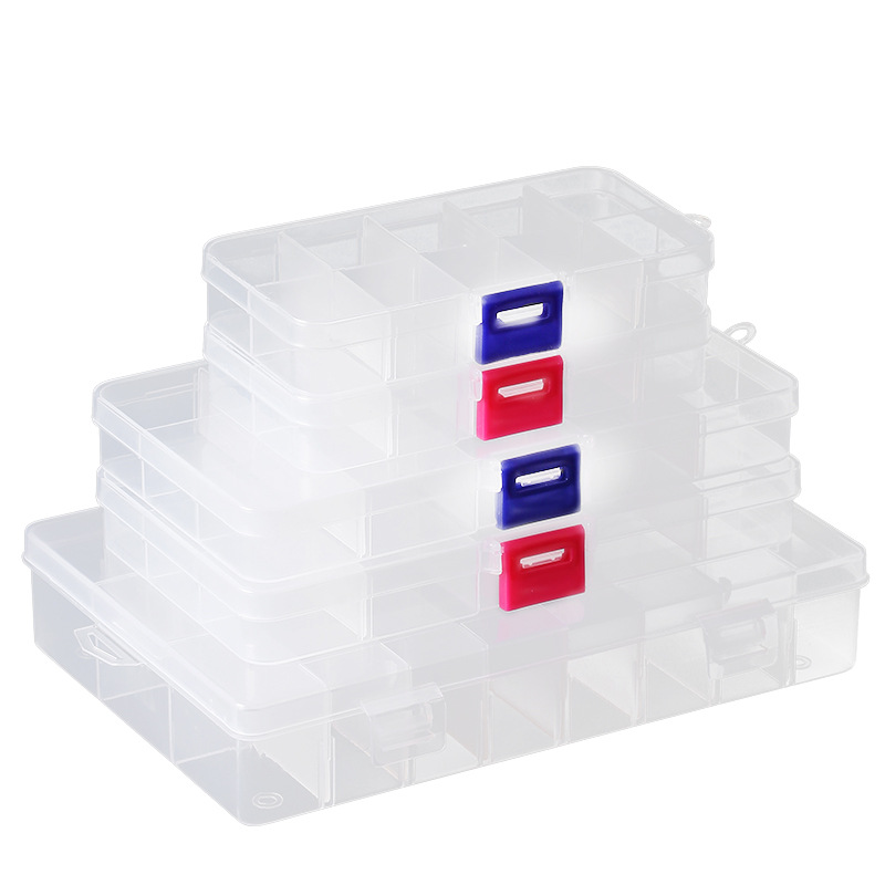 10 15 24 Grid Storage Box Tool Box Fishing Tackle Box Plastic Box Transparent Nail Box Pp Environmentally Friendly Jewelry Box