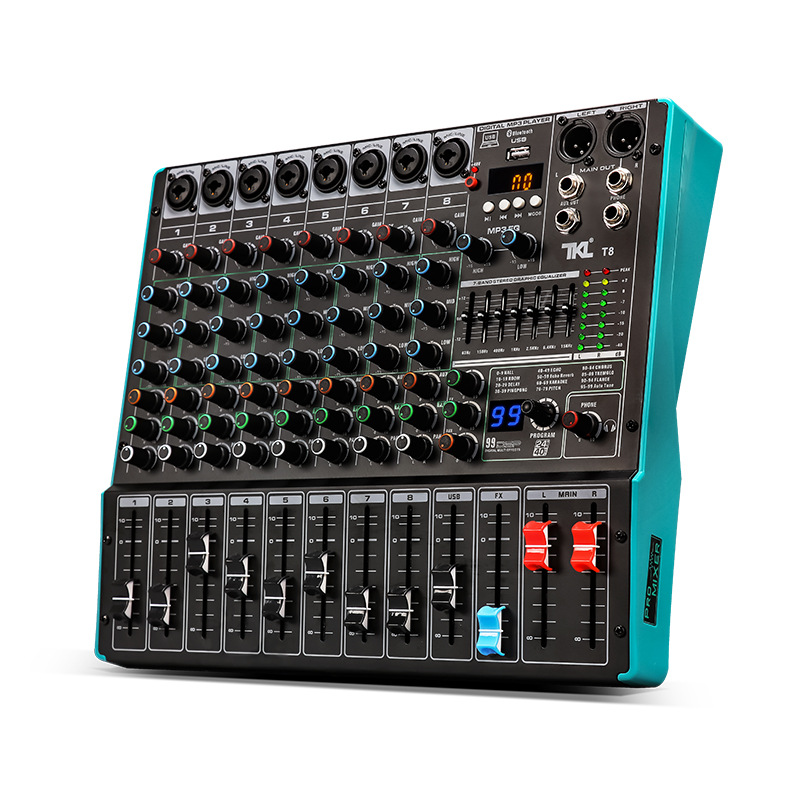 tkl 8路小型调音器音响ktv数字模拟音控台婚庆舞台dsp效果usb蓝牙