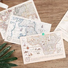 孤独巡游地图 怀旧明信片定制卡片欧洲复古航海图文艺卡片盒装