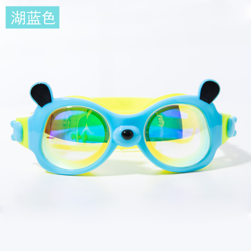 儿童可爱卡通泳镜电镀炫彩镜片男女通用男孩女孩游泳眼镜防水防雾