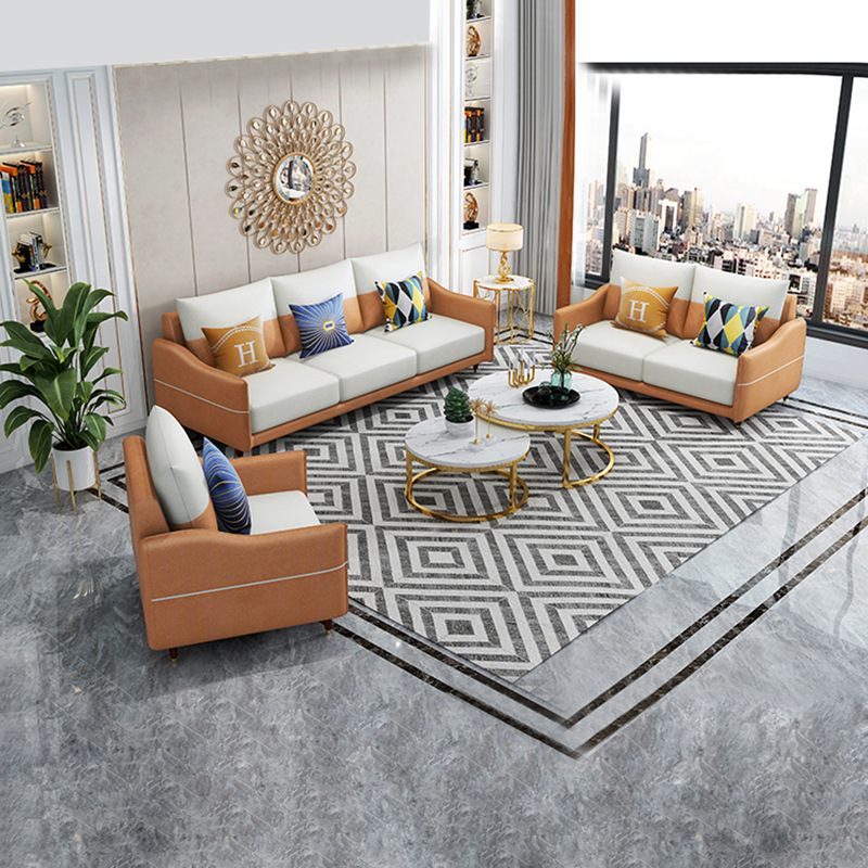 工厂直销科技布沙发123组合小户型客厅整装撞色可拆洗简约三人2.