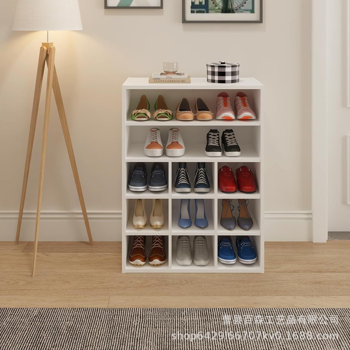 木制鞋架收纳架现代5层独立式鞋架入户走廊玄关鞋架实木简易鞋柜