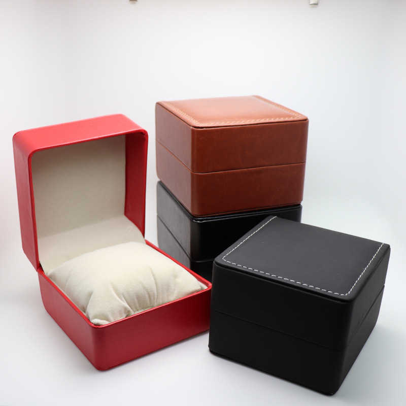 厂家pu皮翻盖手表盒批发现货包装盒烫金印logo高档礼枕包盒子