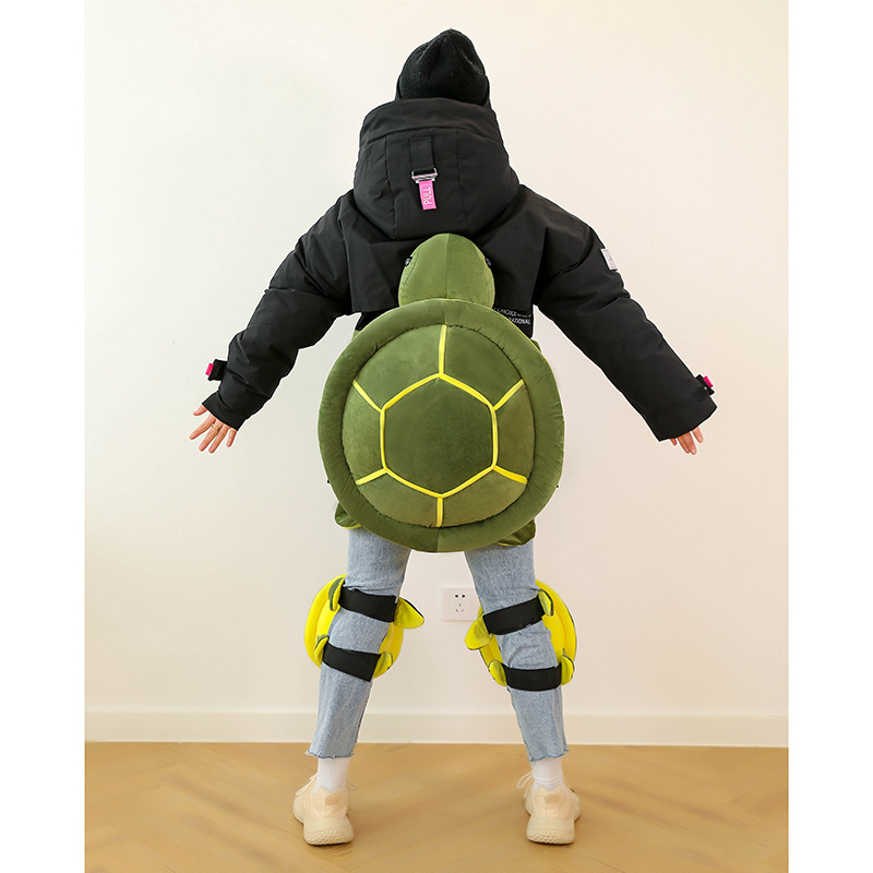 毛绒护具卡通小乌龟白熊儿童成人单板双板套装滑雪护肘护臀防摔